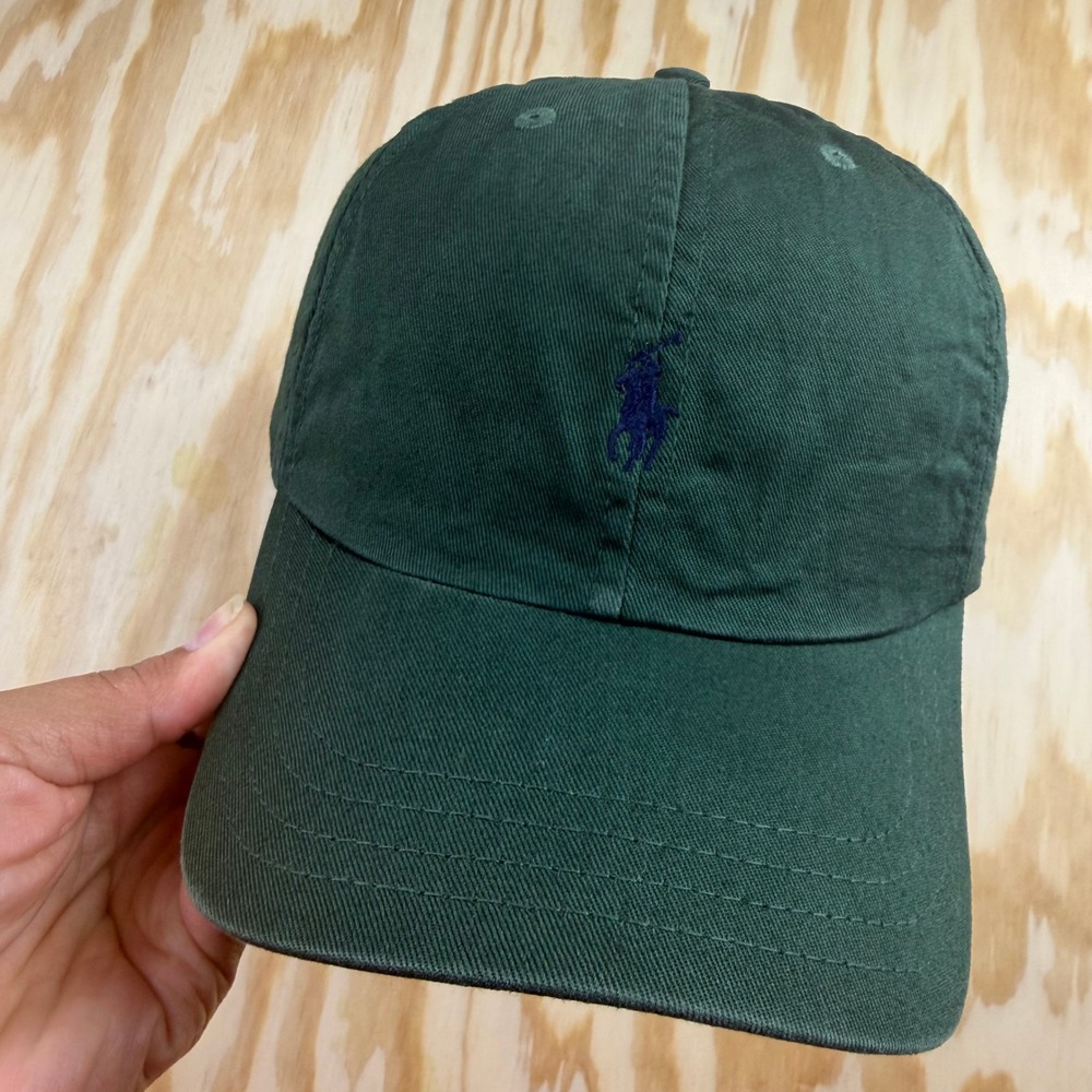 Polo Ralph Lauren Hat Mens Green Cotton Pony Logo Adjustable Dad Cap Made in USA